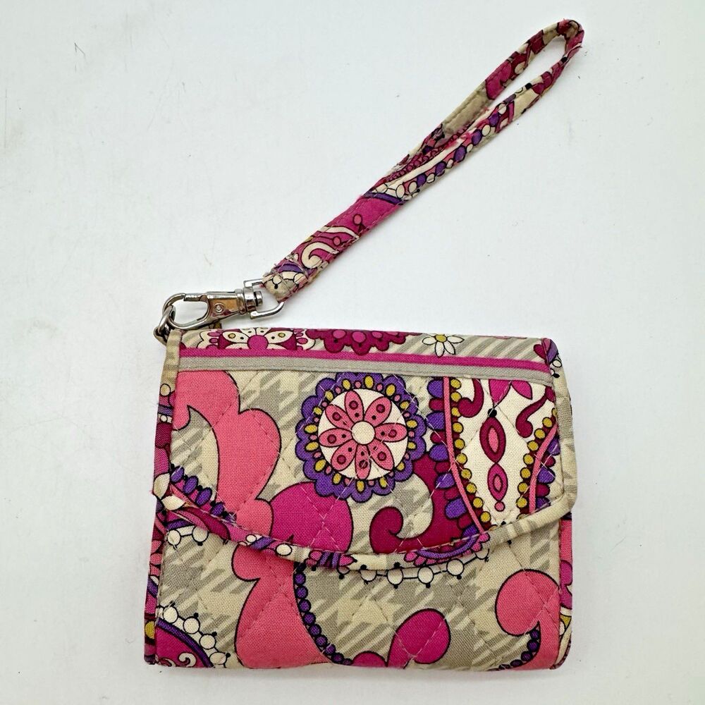Vera Bradley Paisley Meets Plaid Wristlet Ipod Phone Slot Wallet Card Organizer - Picture 4 of 10